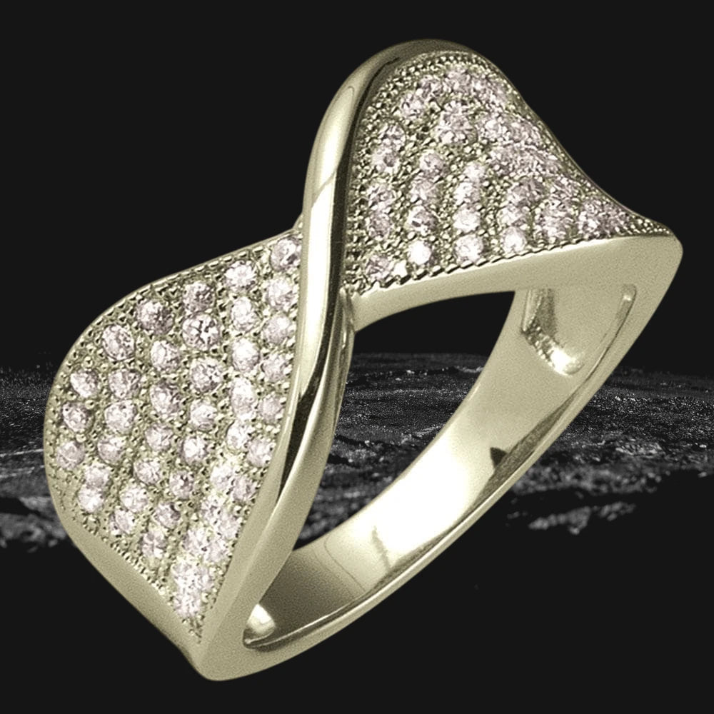 Pave Twist Rose Gold Ring crafted in sterling silver with rose gold plating, featuring a sparkling pave design for an elegant female jewelry accessory.