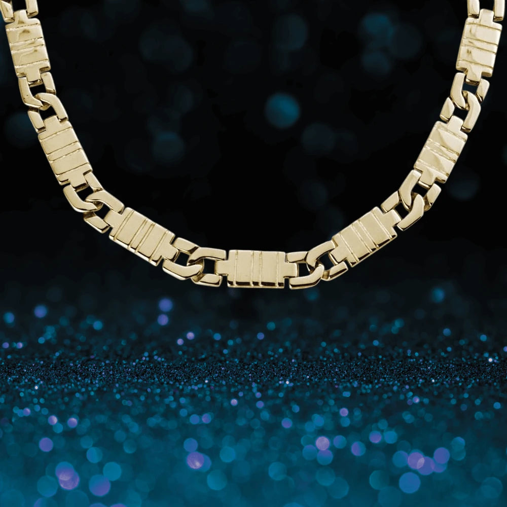 Montana Men's Necklace in gold-plated stainless steel featuring a bold, modern link design perfect for men's jewelry collections and stylish accessorizing.