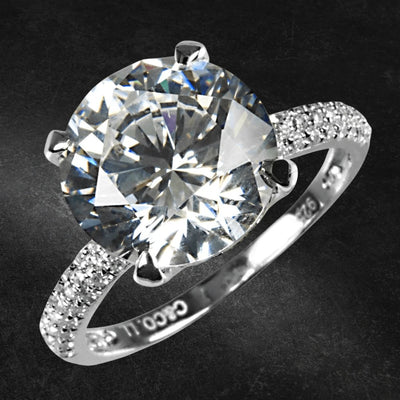Supernova Ring featuring a large sparkling center stone set in sterling silver with rhodium plating, designed for women’s elegant jewelry collections.