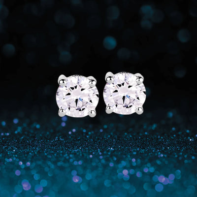 Brilliant Birthstones Earrings April featuring sparkling clear stones set in sterling silver with rhodium plating, designed for a elegant female jewelry collection.