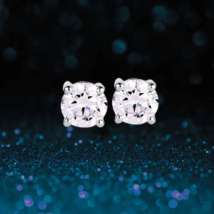 Brilliant Birthstones Earrings April featuring sparkling clear stones set in sterling silver with rhodium plating, designed for a elegant female jewelry collection.