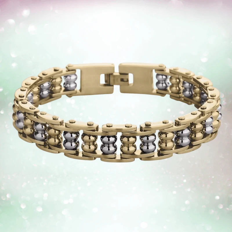 Centaur Bracelet for men featuring an intricate design with gold and silver-tone links, combining elegance and bold craftsmanship in a stylish jewelry piece.