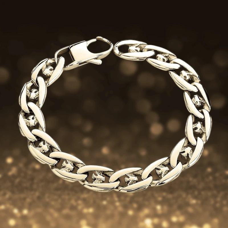 Patriot Eagle Curb Bracelet featuring a polished silver curb chain design with detailed eagle accents, crafted for men seeking bold, stylish jewelry.