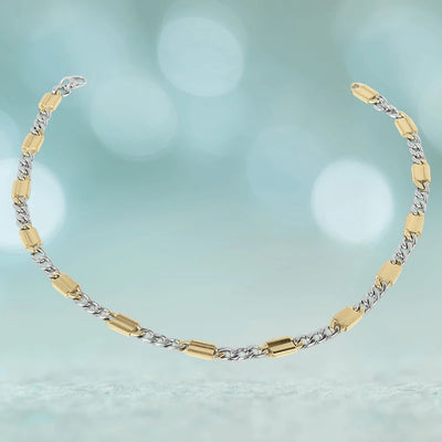 Andrea Two-Tone Steel Necklace for male, featuring a stainless steel design with alternating silver and gold-tone links, elegant jewelry suitable for stylish everyday wear.