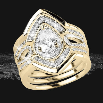 Laurel Quintet Ring featuring a sterling silver base with gold plating, adorned with sparkling stones in an elegant, intricate design for female jewelry enthusiasts.