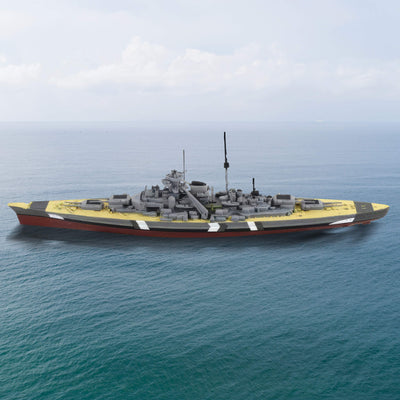 KMS Bismarck 1941 die cast unisex collectible model battleship displayed on the ocean surface with detailed turrets and deck, available Up To 75% Off Retail.