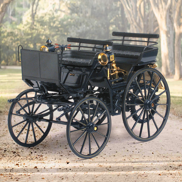 1886 Daimler Motorkutsche die cast collectible model with intricate black and gold detailing, representing a historic vintage vehicle, Up To 75% Off Retail.