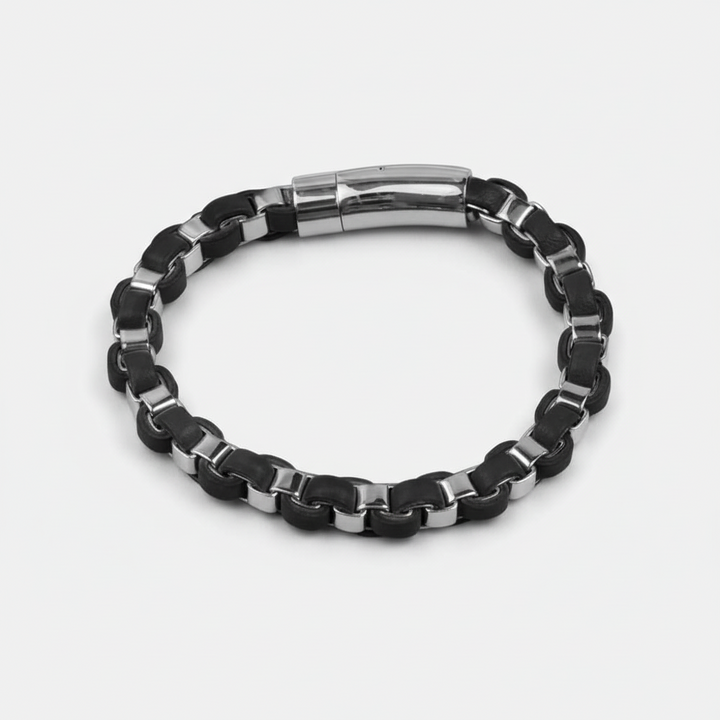 Arizona Steel Men's Bracelet featuring a sleek stainless steel design with black links, offering a stylish and durable accessory for men’s jewelry collections.