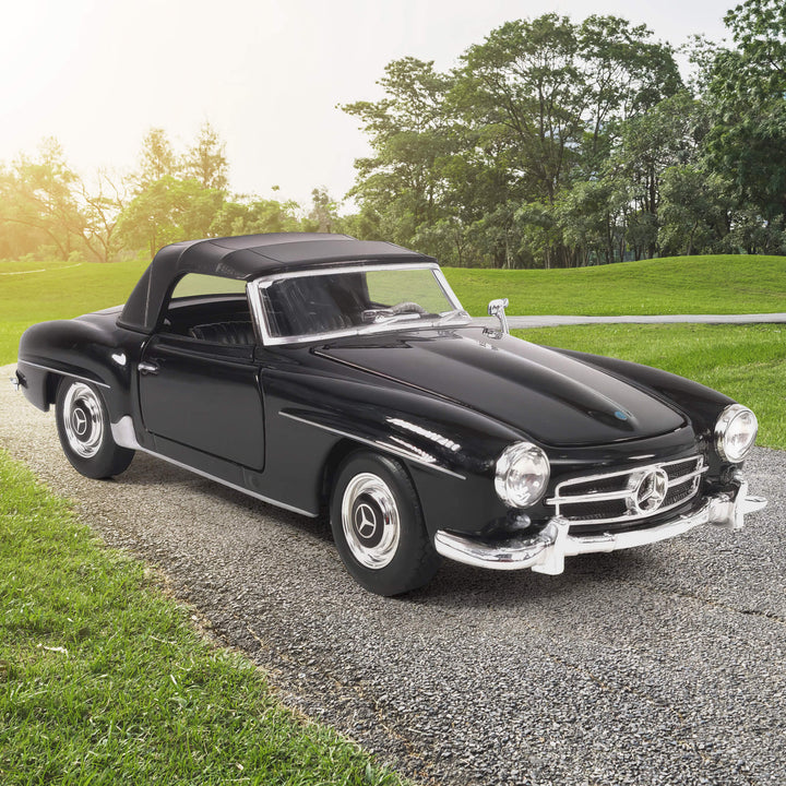 1955 Mercedes Benz 190SL - Black vintage convertible parked on a gravel path with green grass and trees in the background, Up To 75% Off Retail.