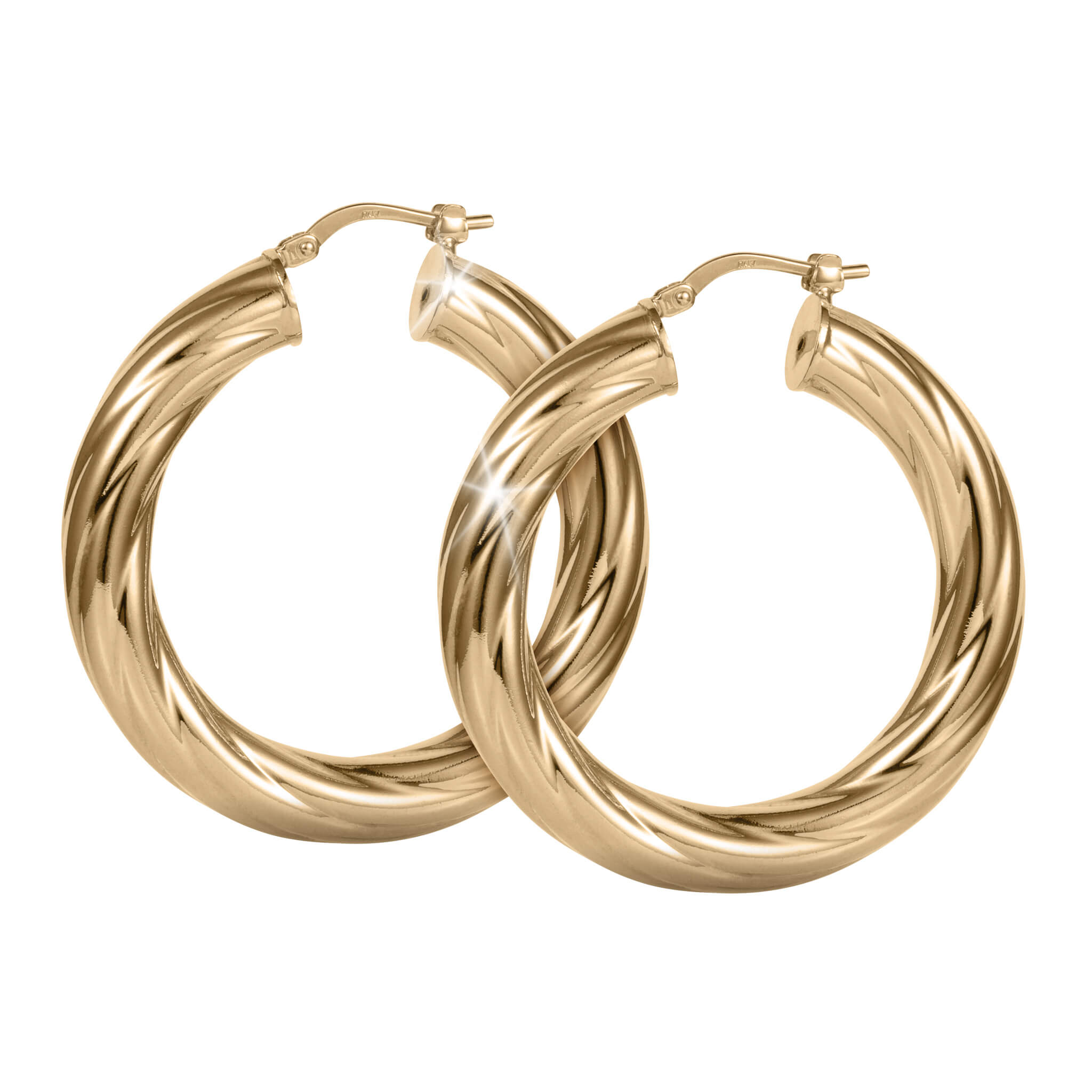 Roma Luxe Twisted Earrings in gold-plated bronze for women, showcasing a stylish twisted hoop design, perfect for elegant jewelry collections, Up To 75% Off Retail.