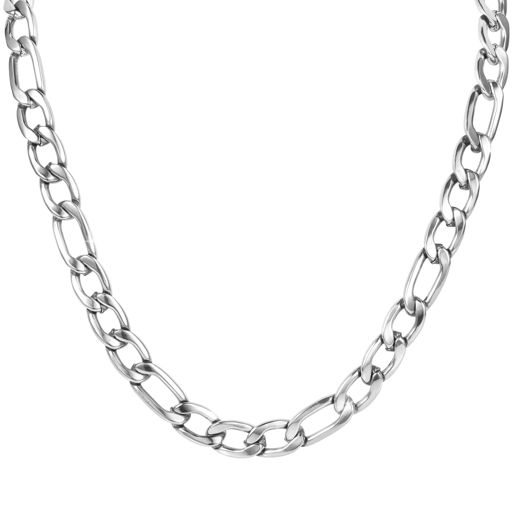 Silver chain necklace with interlocking links showcasing the Valor Figaro Necklace, a stylish jewelry piece available Up To 75% Off Retail.