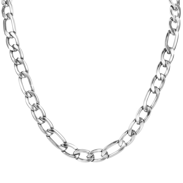 Silver chain necklace with interlocking links showcasing the Valor Figaro Necklace, a stylish jewelry piece available Up To 75% Off Retail.