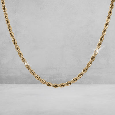 Viper Twist Rope Collection gold twisted rope necklace with polished texture and shine against a neutral background Up To 75% Off Retail