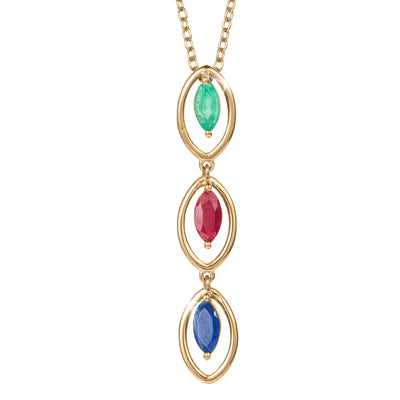 Trinity Royale Pendant featuring a sterling silver design with gold plating, adorned with green, red, and blue gemstones, elegant jewelry for women, Up To 75% Off Retail.