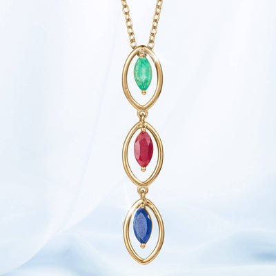 Elegant gold-plated sterling silver pendant from the Trinity Royale Collection featuring green, red, and blue gemstones, designed for women, Up To 75% Off Retail.