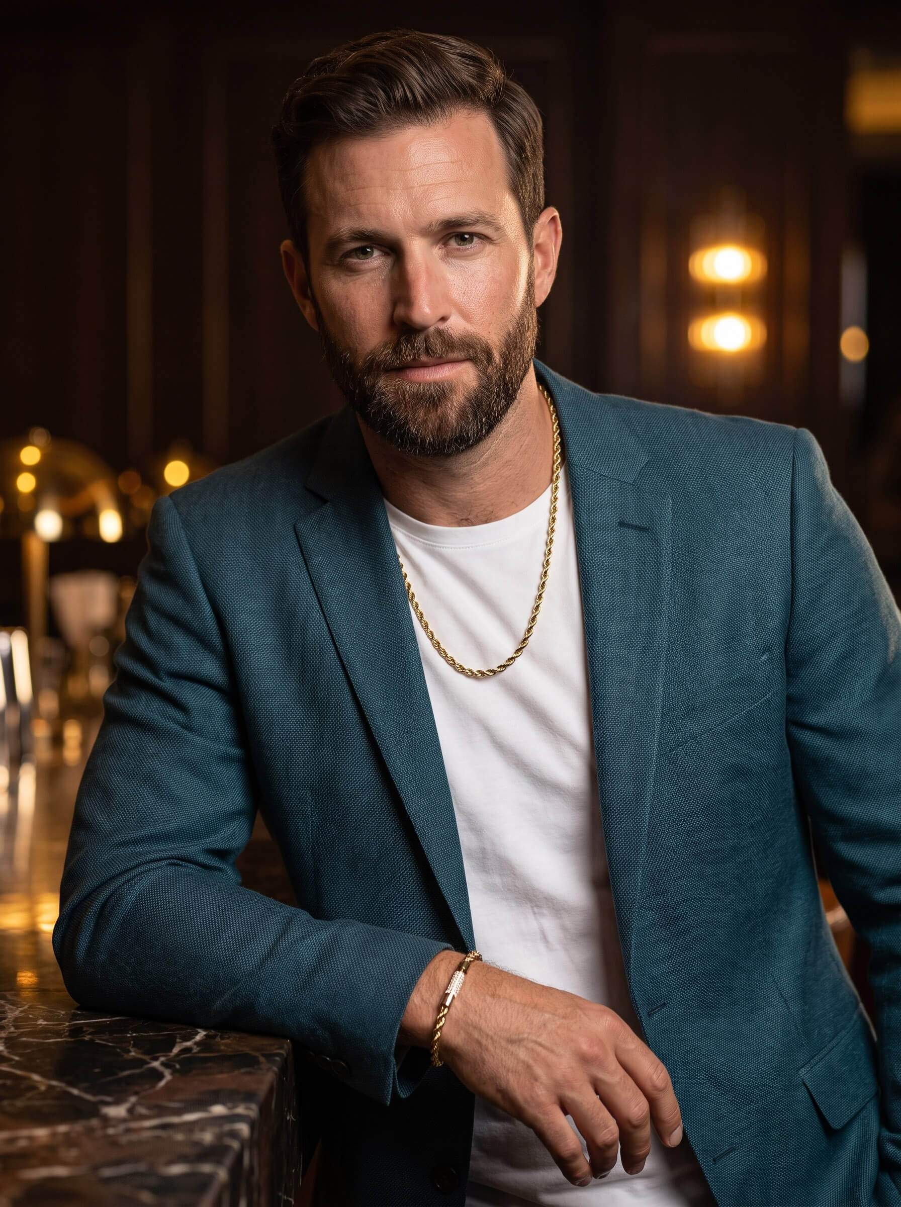 Viper Twist Rope Collection featuring a stylish man wearing a gold rope chain necklace and bracelet Up To 75% Off Retail