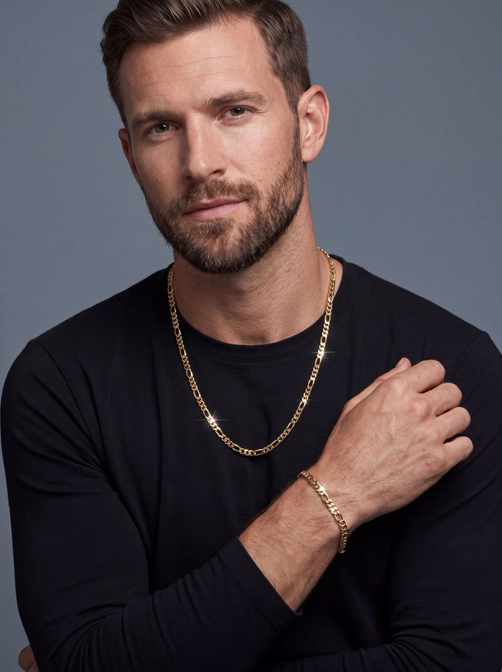 Kodiak Steel Collection featuring a man wearing a gold chain necklace and bracelet with a black shirt Up To 75% Off Retail