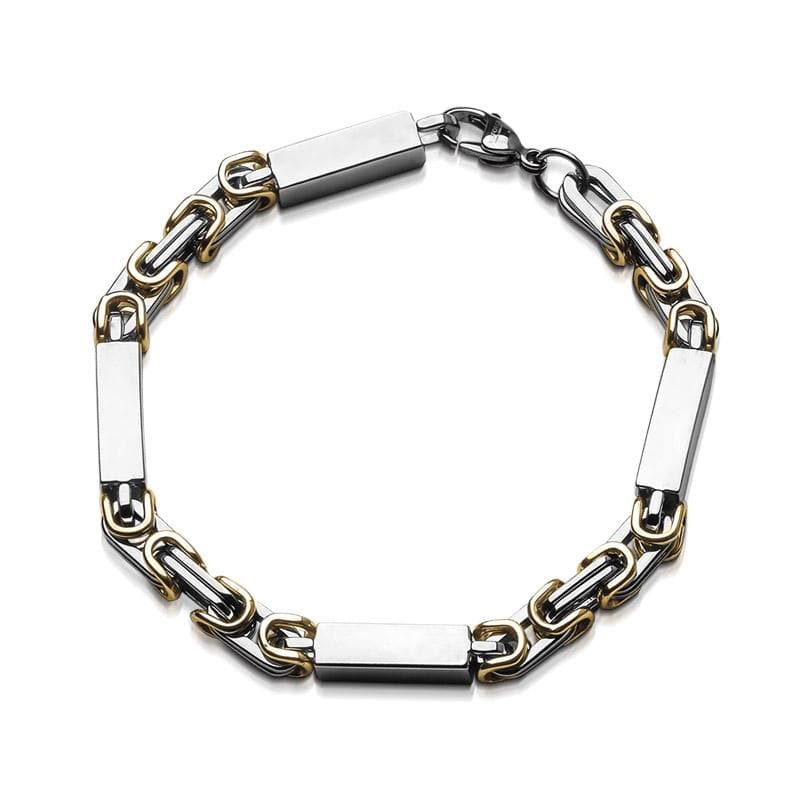 Indiana Two Tone Bracelet featuring stainless steel construction with a two-tone plating design, crafted as a stylish and masculine accessory for men’s jewelry collections.