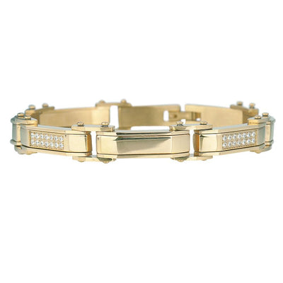 Men's Definition Bracelet in gold-plated stainless steel featuring a sleek design with embedded clear stones for a refined and modern look.