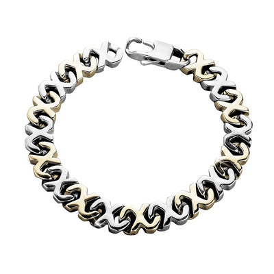 Maximo Steel Bracelet for male, crafted from stainless steel with a two-tone plating, featuring an interlocking link design and secure clasp.