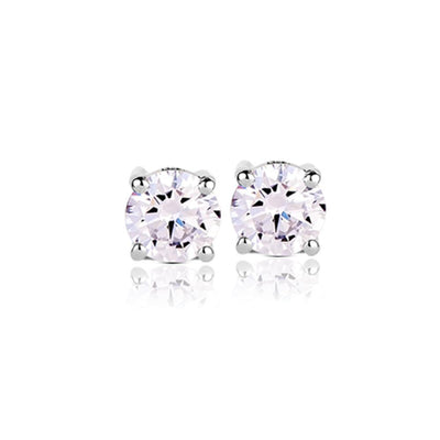 Brilliant Birthstones Earrings April featuring sparkling round stones set in sterling silver with rhodium plating, designed for women, elegant jewelry perfect for gifting or daily wear.