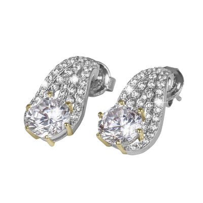 Elegant Boutique Earrings for female featuring sterling silver with two-tone plating and sparkling crystal accents, perfect for sophisticated jewelry collections.