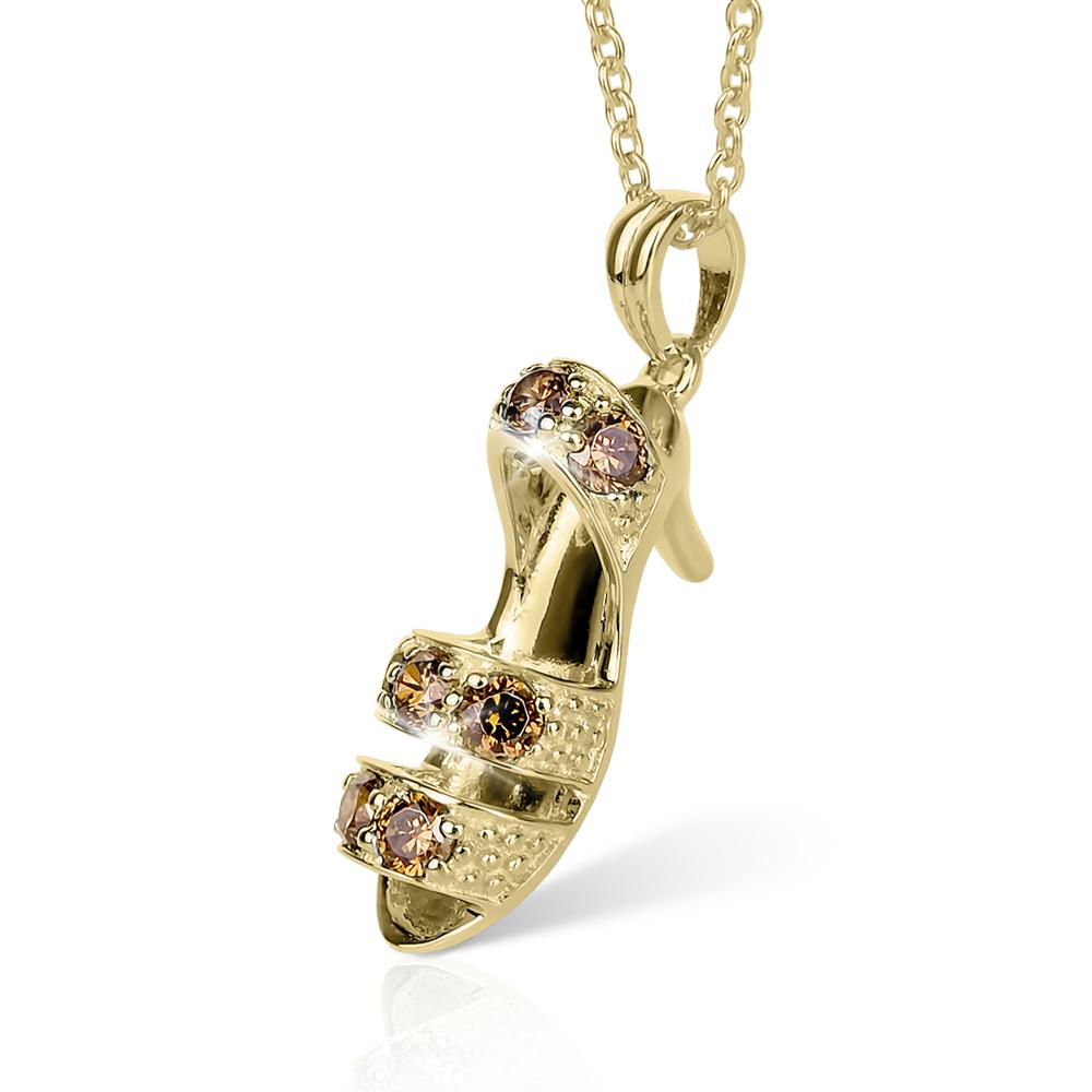 Elegant Kitten Heels Caramel Pendant crafted from gold-plated sterling silver, featuring caramel-colored gemstones for a sophisticated jewelry statement for women.