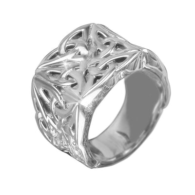 Celtic Knot Steel Men's Ring crafted from stainless steel featuring an intricate, polished Celtic knot design with bold, masculine styling.