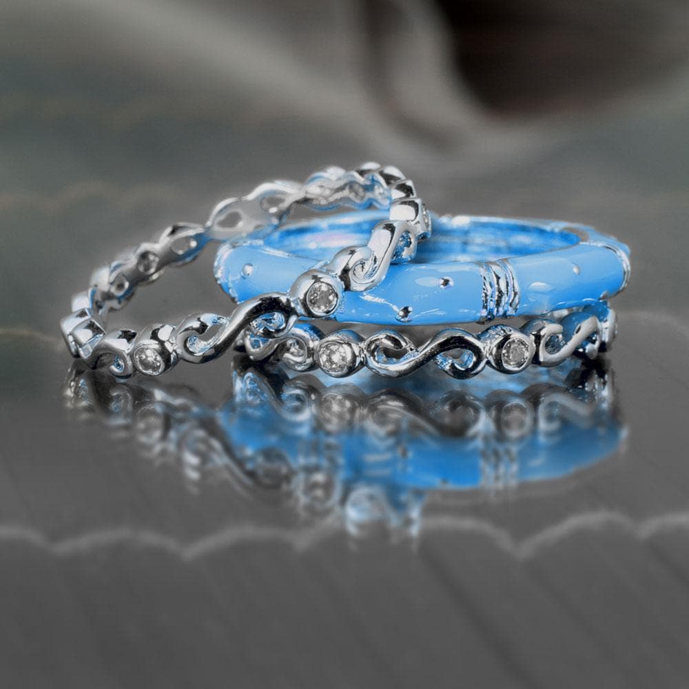 Daniel Steiger Ming Enamel Stacker Blue Rings